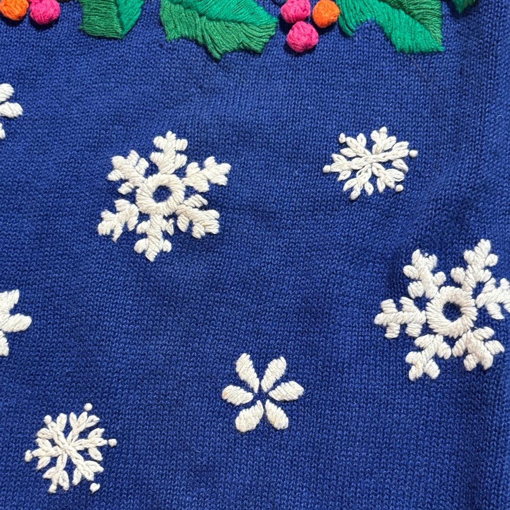 VTG Oversized Black Blue Sweater Colorful Skates Winter Holiday Ugly knit 90s M - Picture 4 of 8